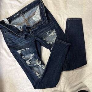 American Eagle Outfitters Ripped Dark Blue Skinny Jeans